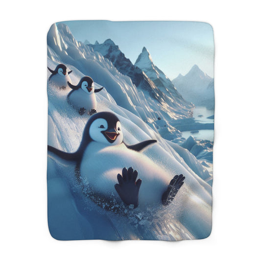 "Playful Penguins" Sherpa Fleece Blanket